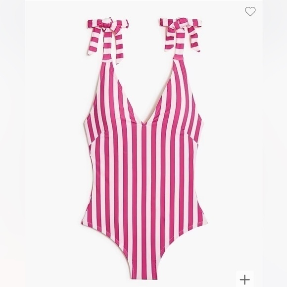 NWT! J. Crew Wild Berry White Striped Tie-Shoulder One-Piece Swimsuit. Size 3X. - Picture 8 of 8